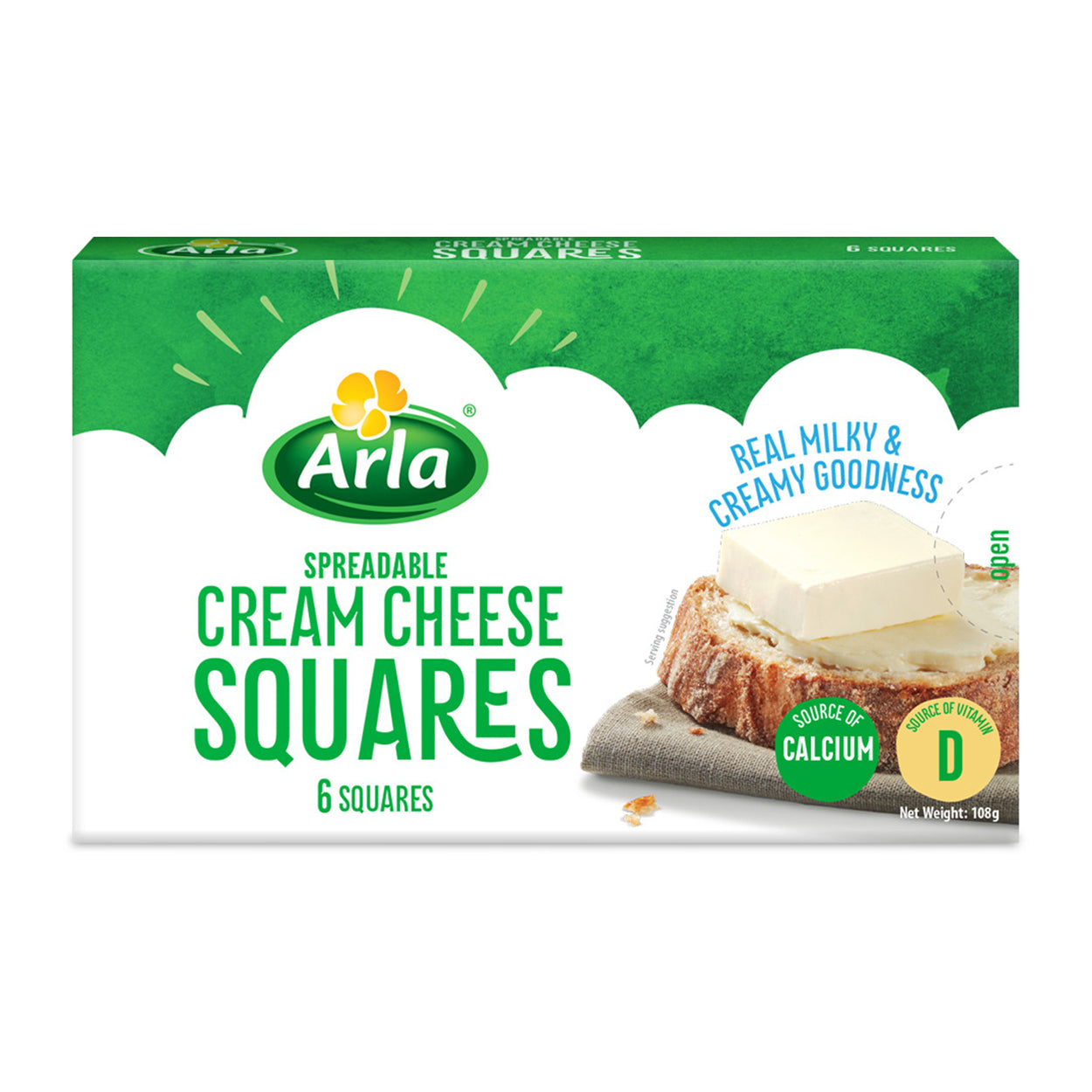 Arla Spreadable Cream Cheese Squares 6's 108g