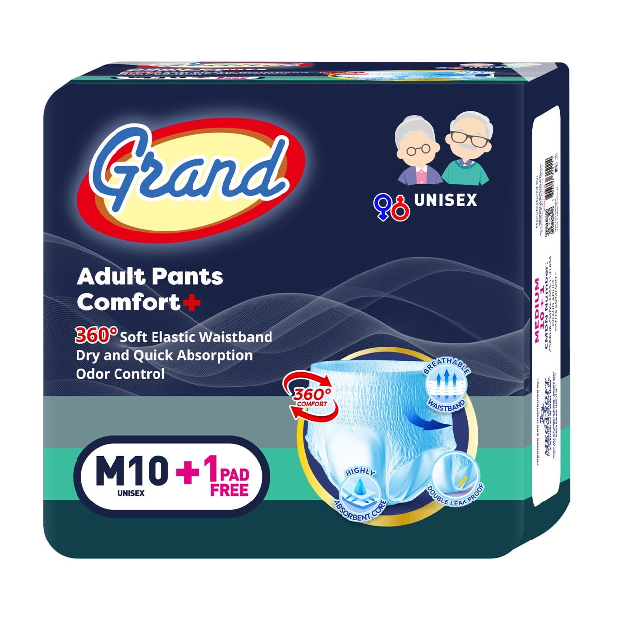 Grand Adult Diaper Pants Comfort+ Meduim 10s + 1 Free