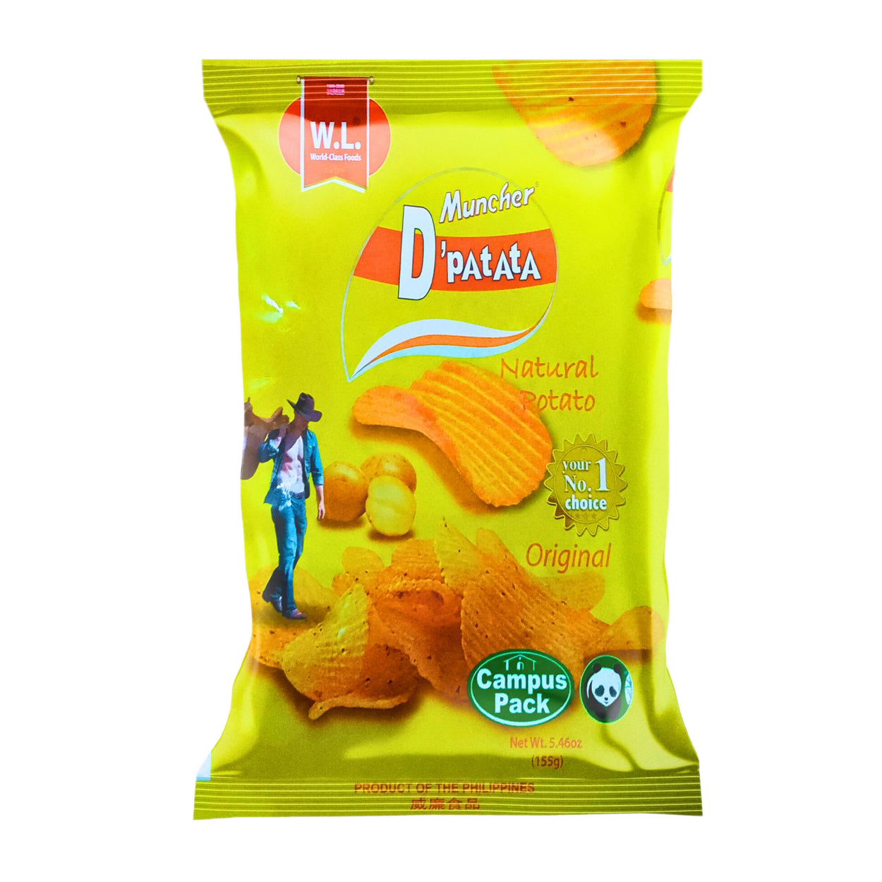 Muncher D Patata Natural Potato Chips Original Campus Pack 155g