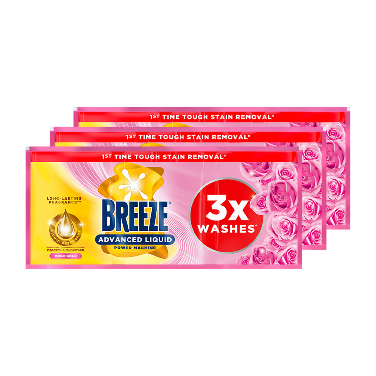 Breeze Advanced Liquid Detergent Power Machine Rose Gold 3x84g