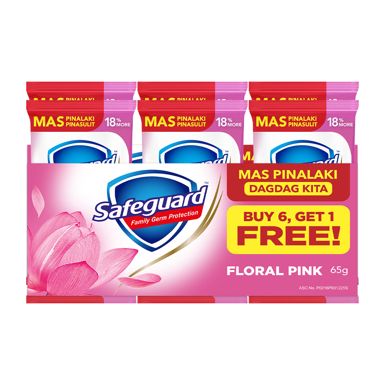 Safeguard Soap Floral Pink 6x65g + Free