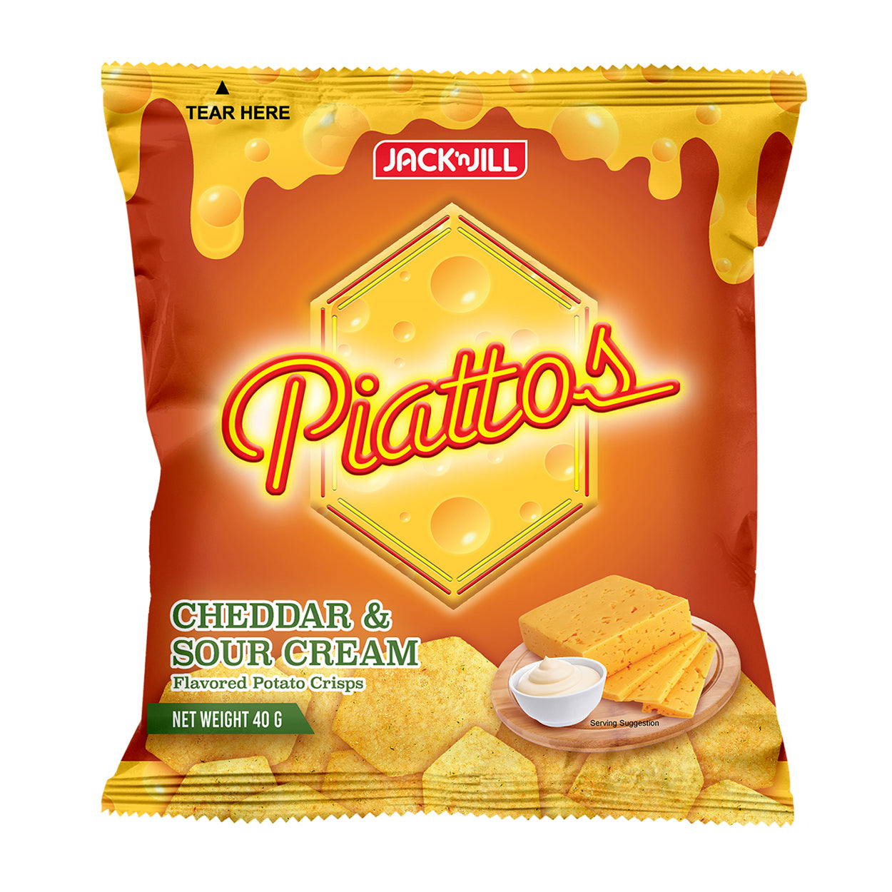 Piattos Potato Crisps Cheddar & Sour Cream 40g