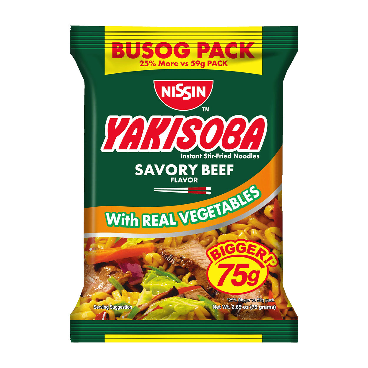Nissin Yakisoba Instant Noodles Pancit Savory Beef BusogPouch 75g