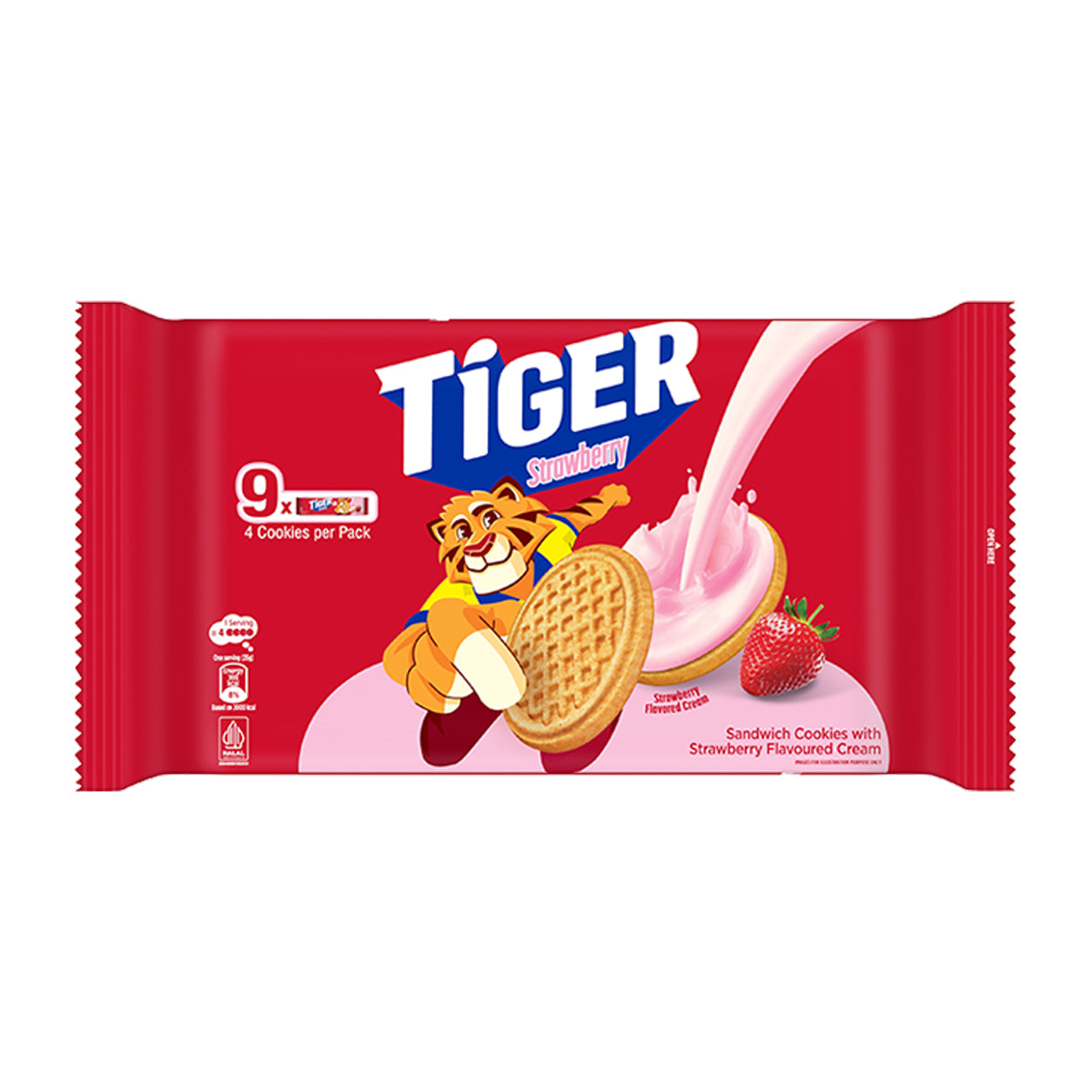 Tiger Golden Sandwich Cookies Strawberry 9x35g
