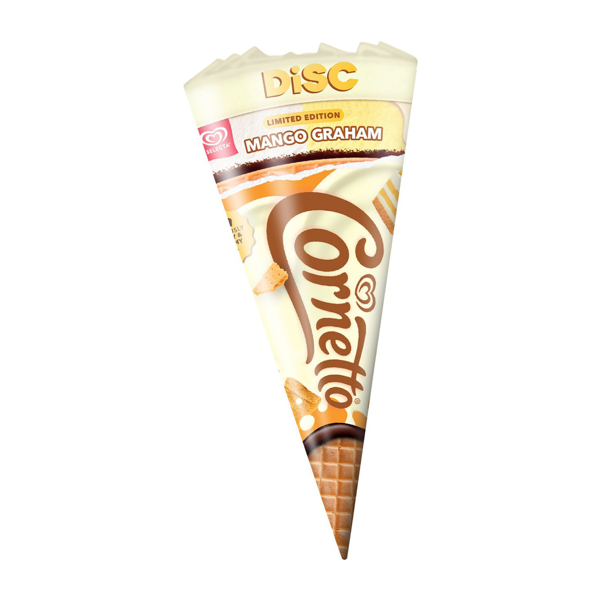 Selecta Cornetto Disc Mango Graham Ice Cream Cone 105ml