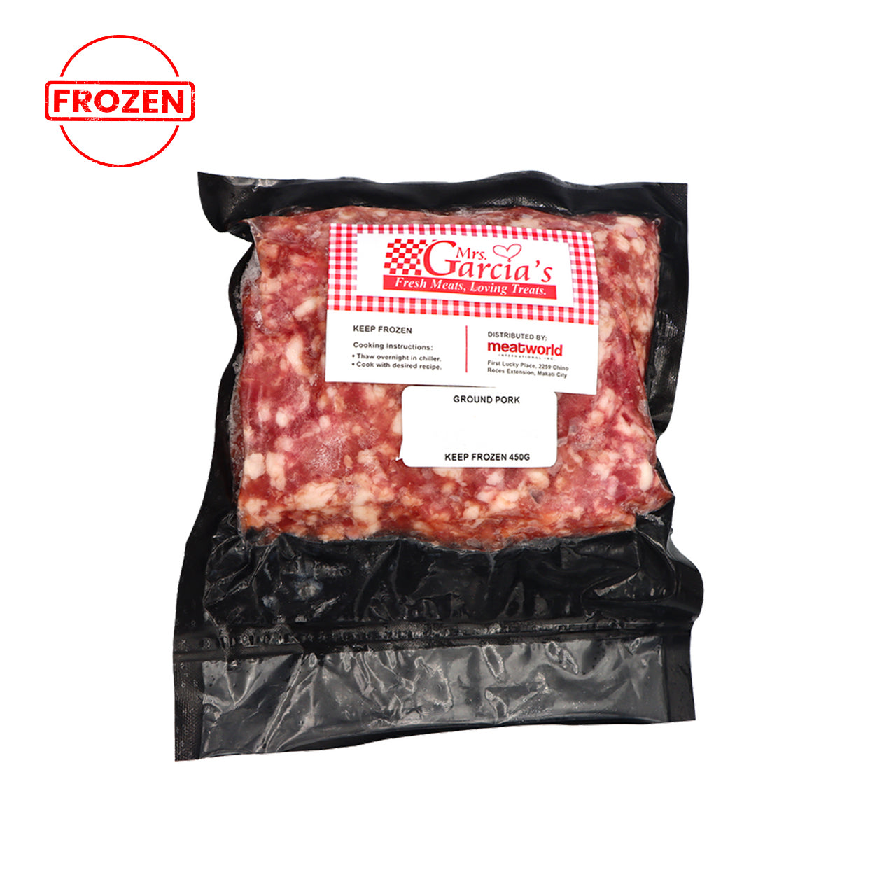 Mrs. Garcia's Ground Pork 450g Fozen Packed
