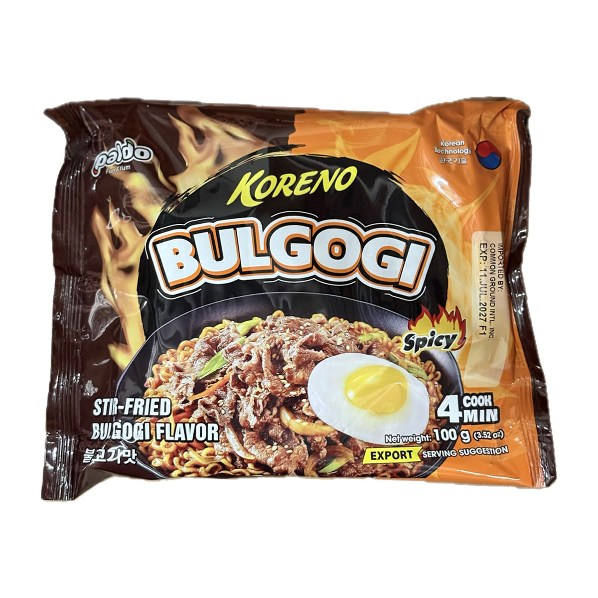 Paldo Koreno Bulgogi Cheese Spicy Stir-Fried Instant Noodles 100g