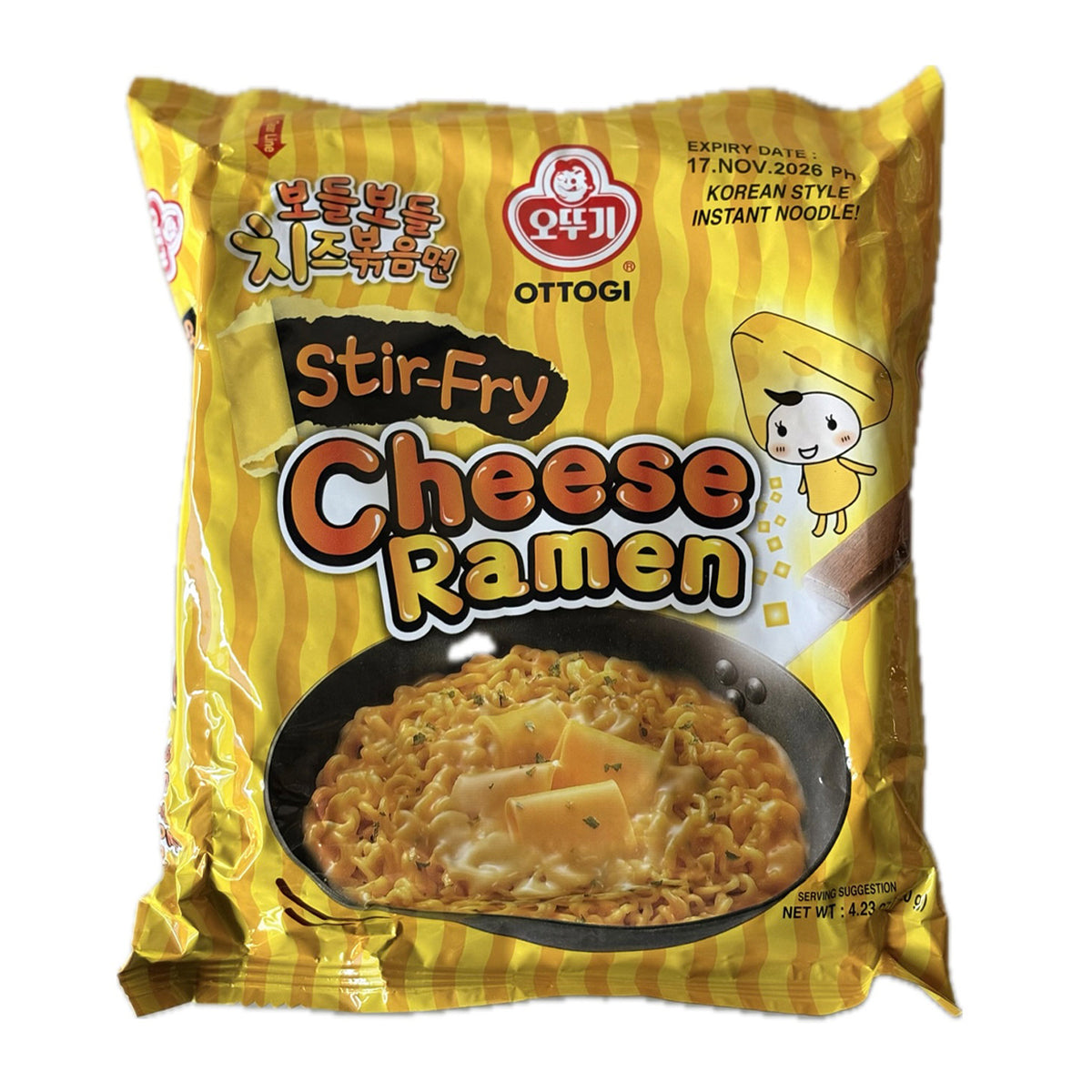 Ottogi Stir-Fry Cheese Ramen Mild KoreanStyle InstantNoodles 120g