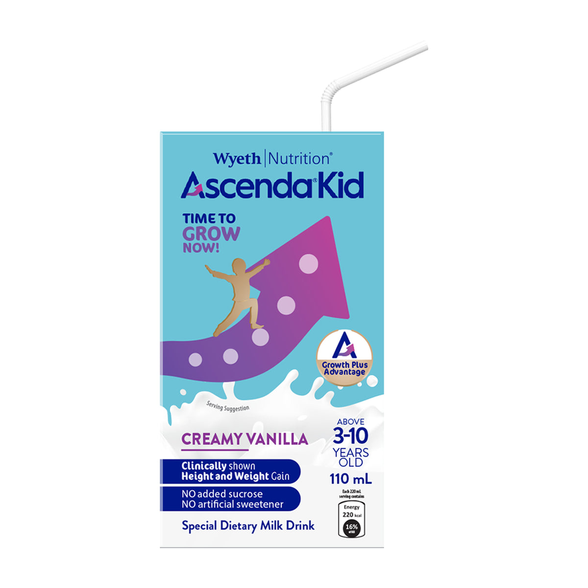 Ascenda Kid Creamy Vanilla Above 3-10 years old RTD Milk 110ml