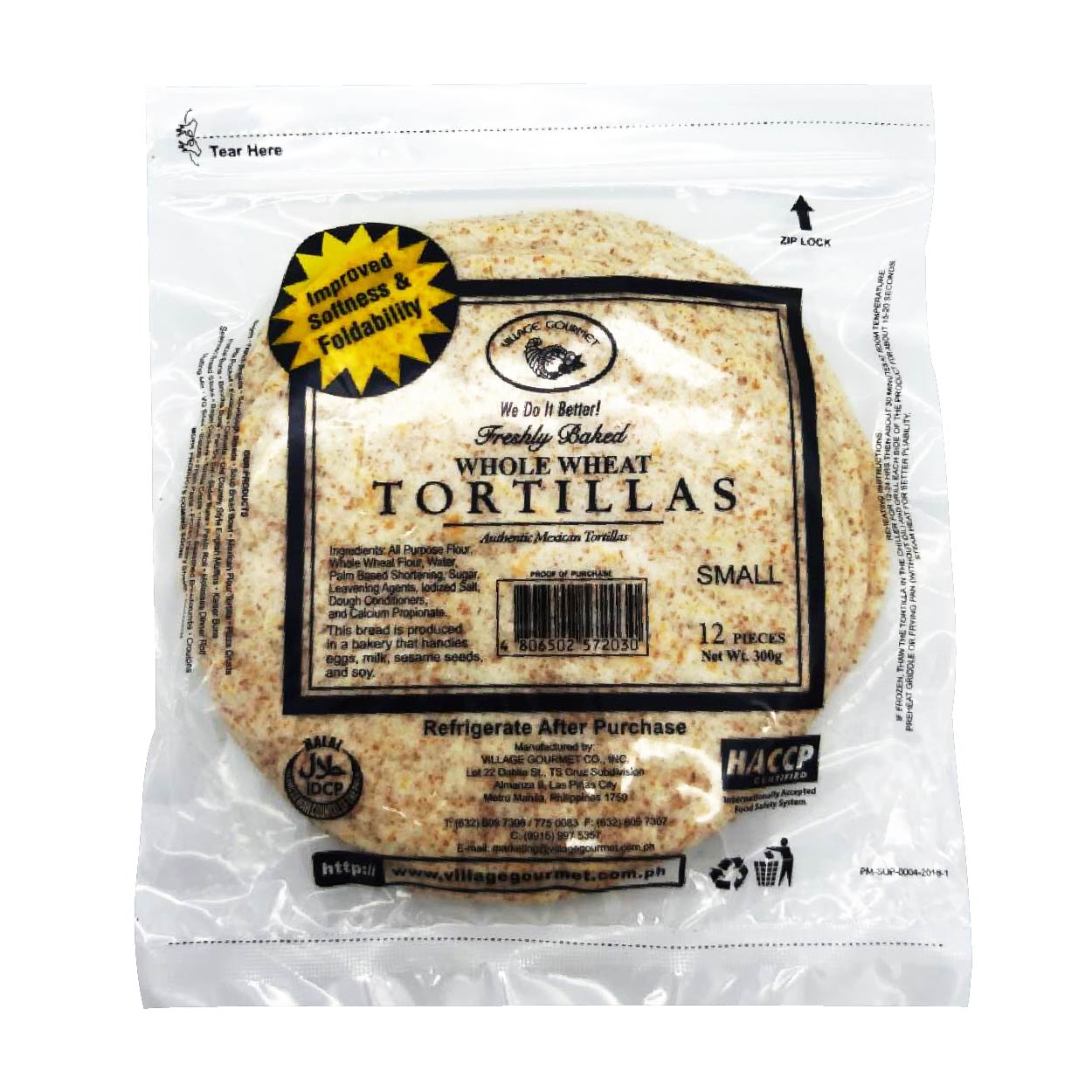 Village Gourmet Whole Wheat Tortilla Small 12pcs