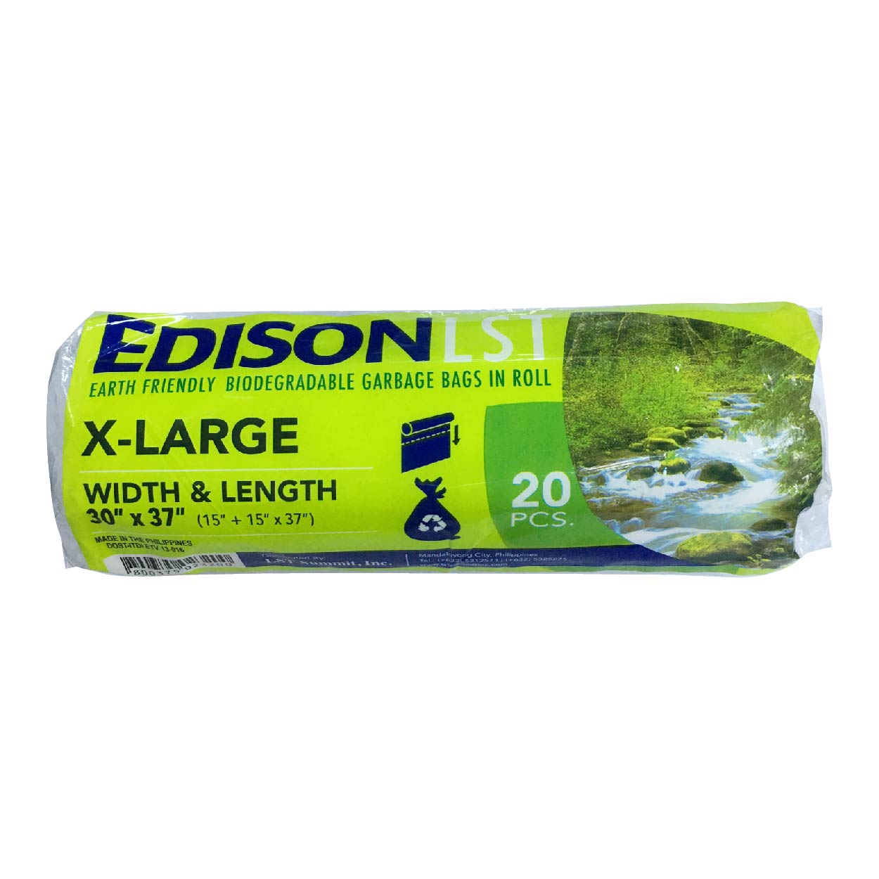 Edison Biodegradable Garbage Bags in Roll Transparent XL 20s