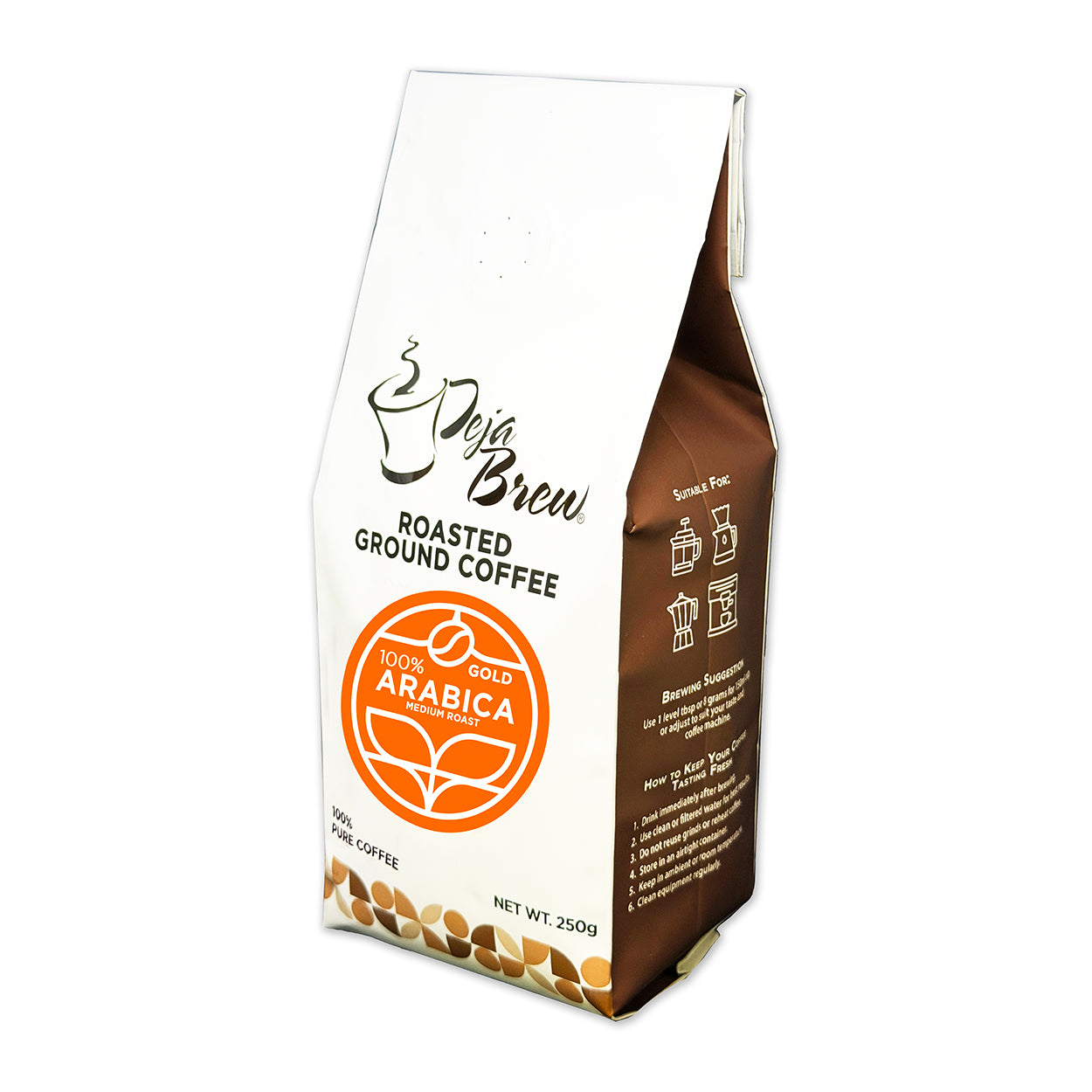 Deja Brew Roasted GroundCoffee 100% Gold Arabica MediumRoast 250g