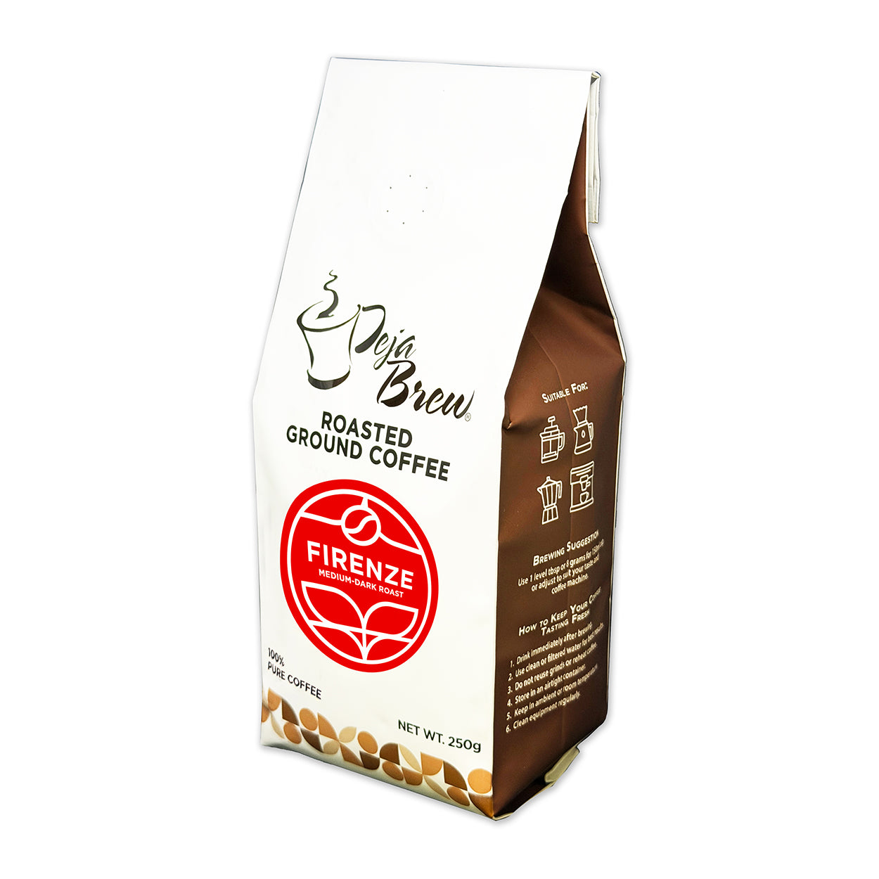 Deja Brew Roasted Ground Coffee Firenze Medium Dark Roast 250g
