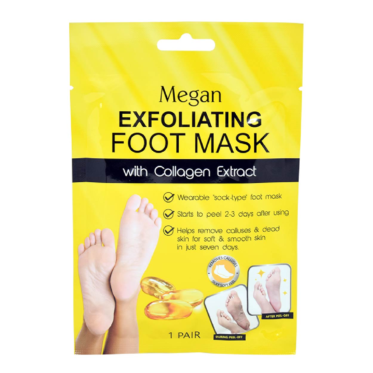 Megan Exfoliating Foot Mask with Collagen Extract 1 Pair