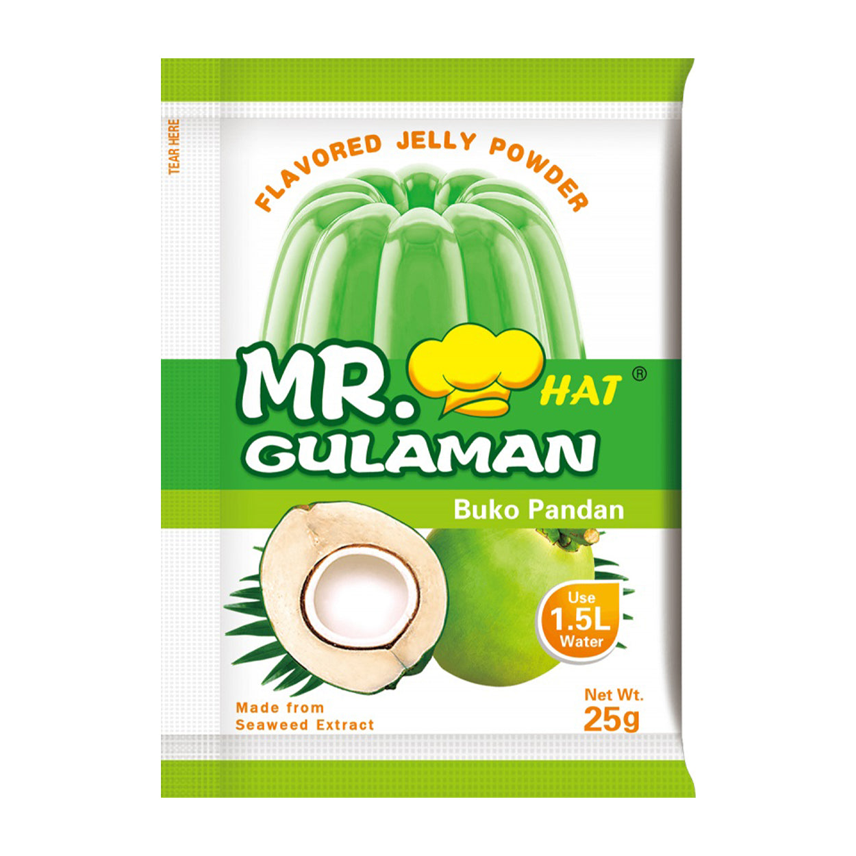 Mr. Hat Gulaman Flavored Jelly Powder Buko Pandan 25g