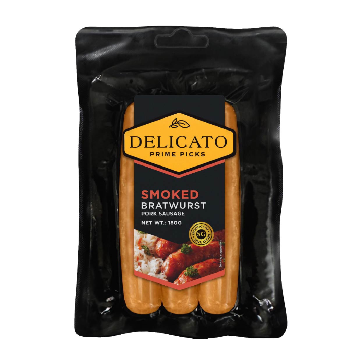 Delicato Smoked Bratwurst Pork Sausage 180g