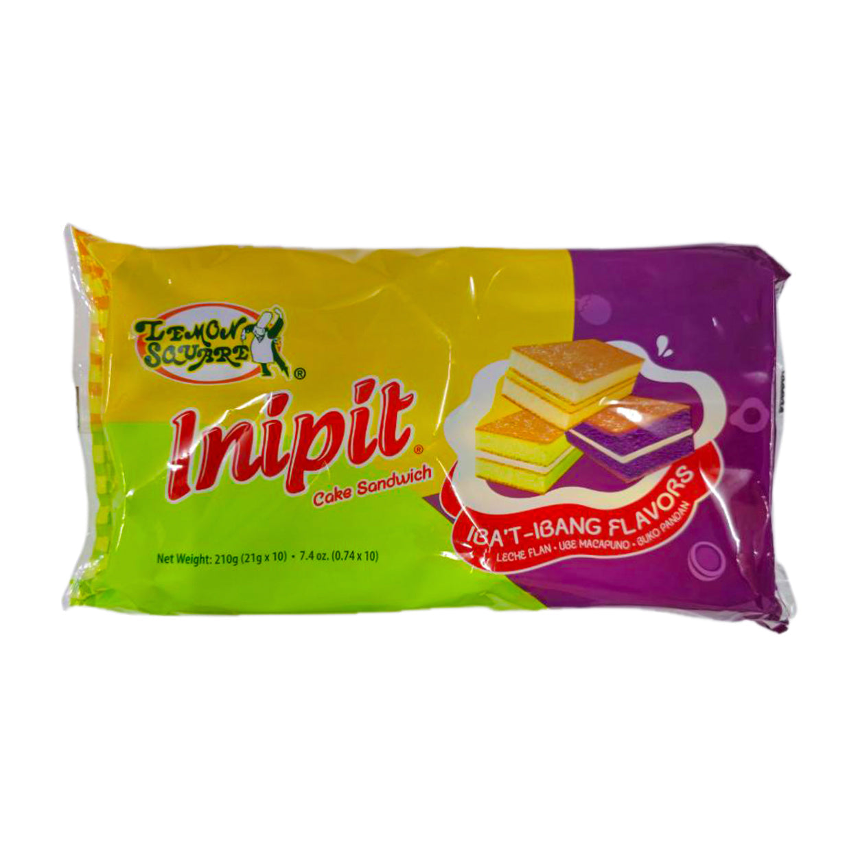 Lemon Square Inipit Assorted Iba't-ibang Flavors Cake 10x21g