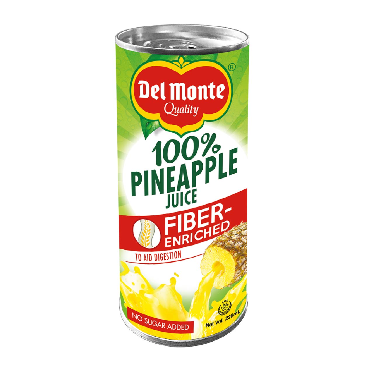 Del Monte 100% Pineapple Juice Fiber-Enriched 202 220ml