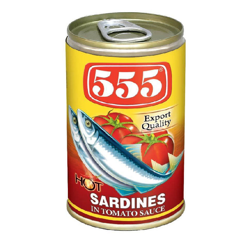 555 Sardines in Tomato Sauce Hot Easy Open 155g