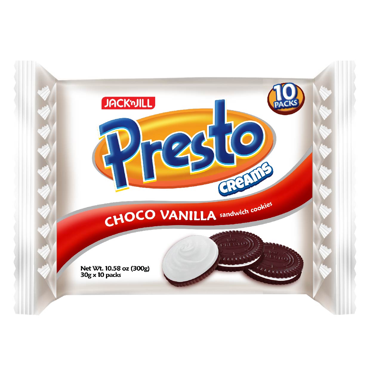 Presto Creams Choco Vanilla Sandwich Cookies 10x30g
