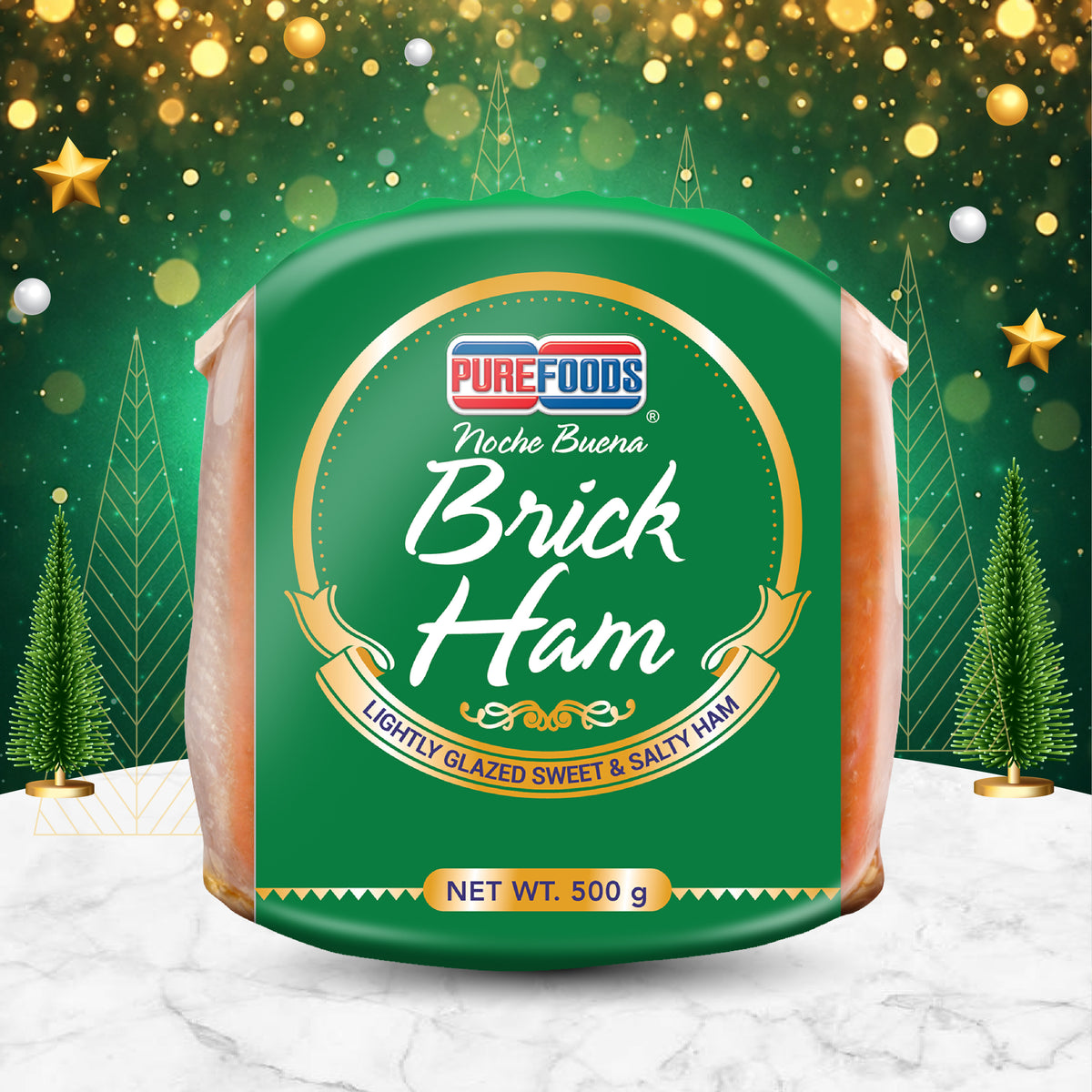 Purefoods Noche Buena Brick Ham Lightly Glazed Sweet & Salty 500g