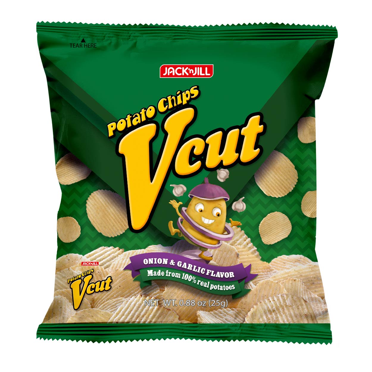 Jack n Jill V-Cut Potato Chips Onion & Garlic 25g