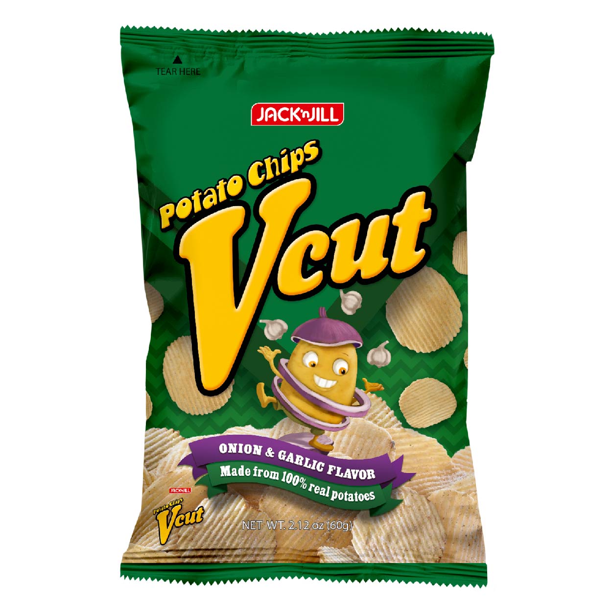 Jack n Jill V-Cut Potato Chips Onion & Garlic 60g