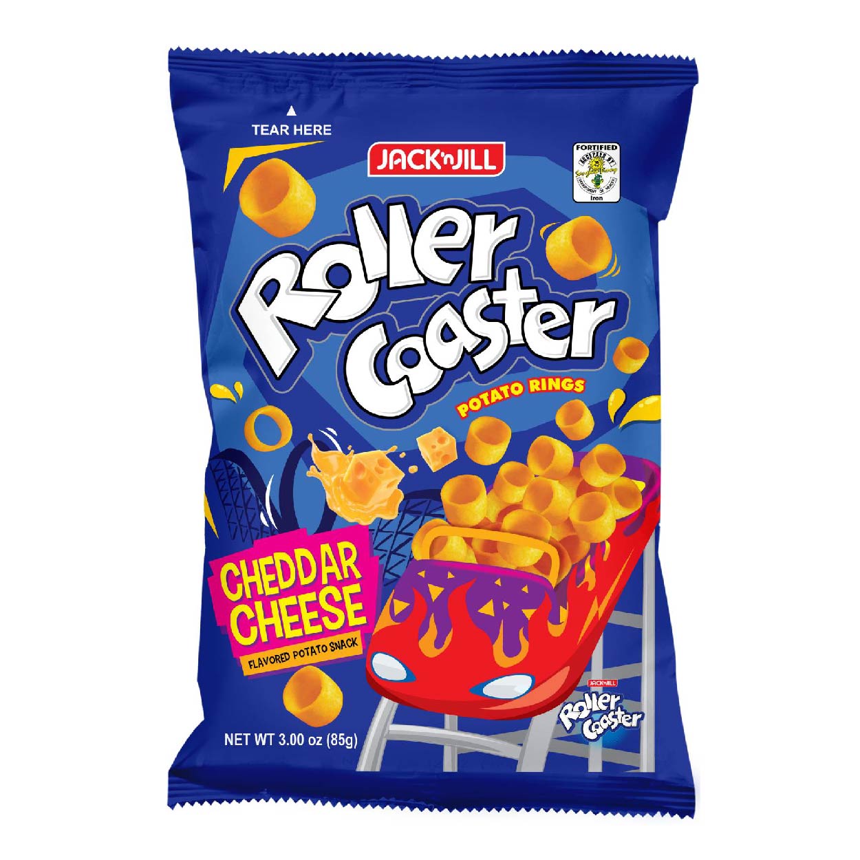 J&J Roller Coaster Potato Rings Cheddar Cheese 85g