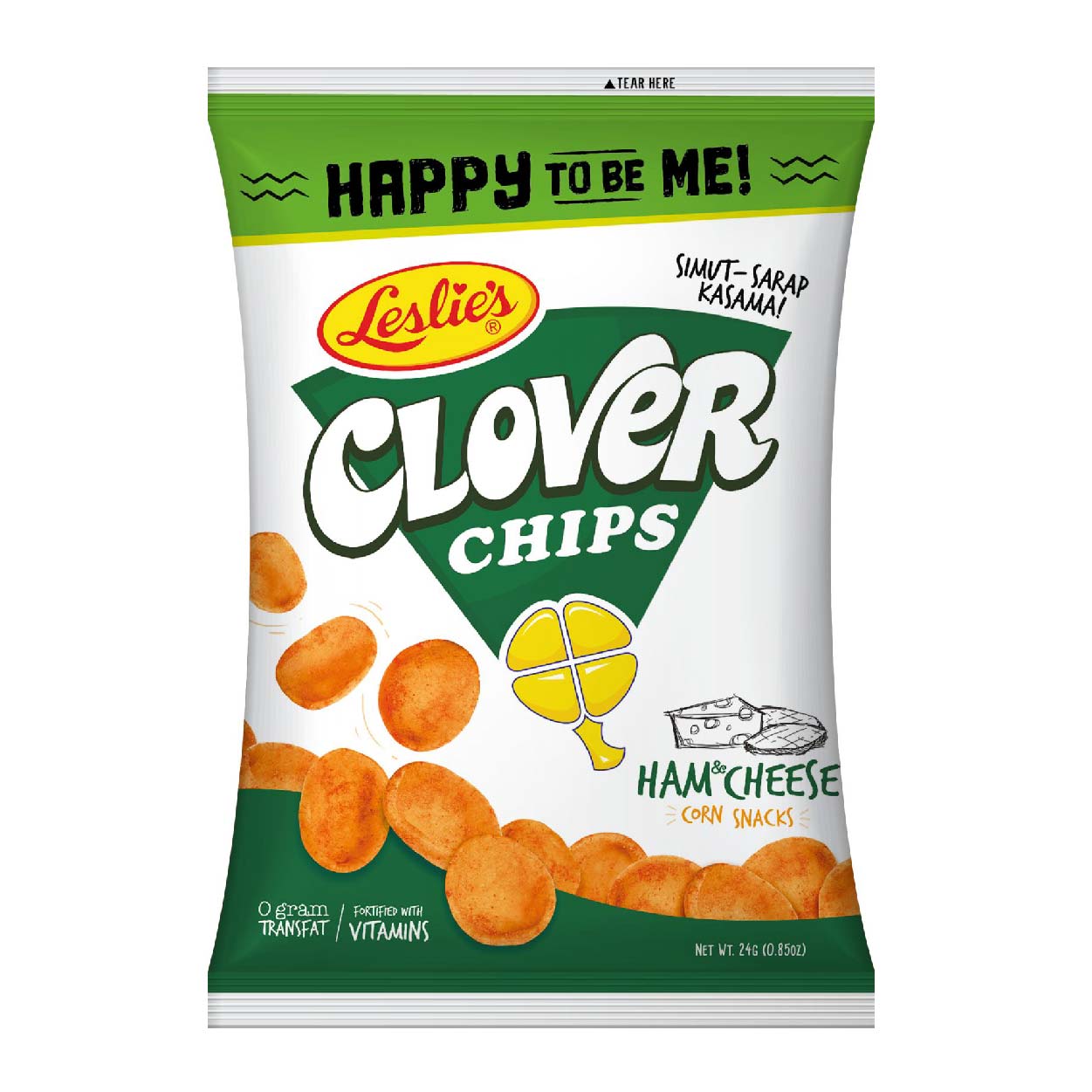 Clover Chips Corn Snacks Ham & Cheese 24g