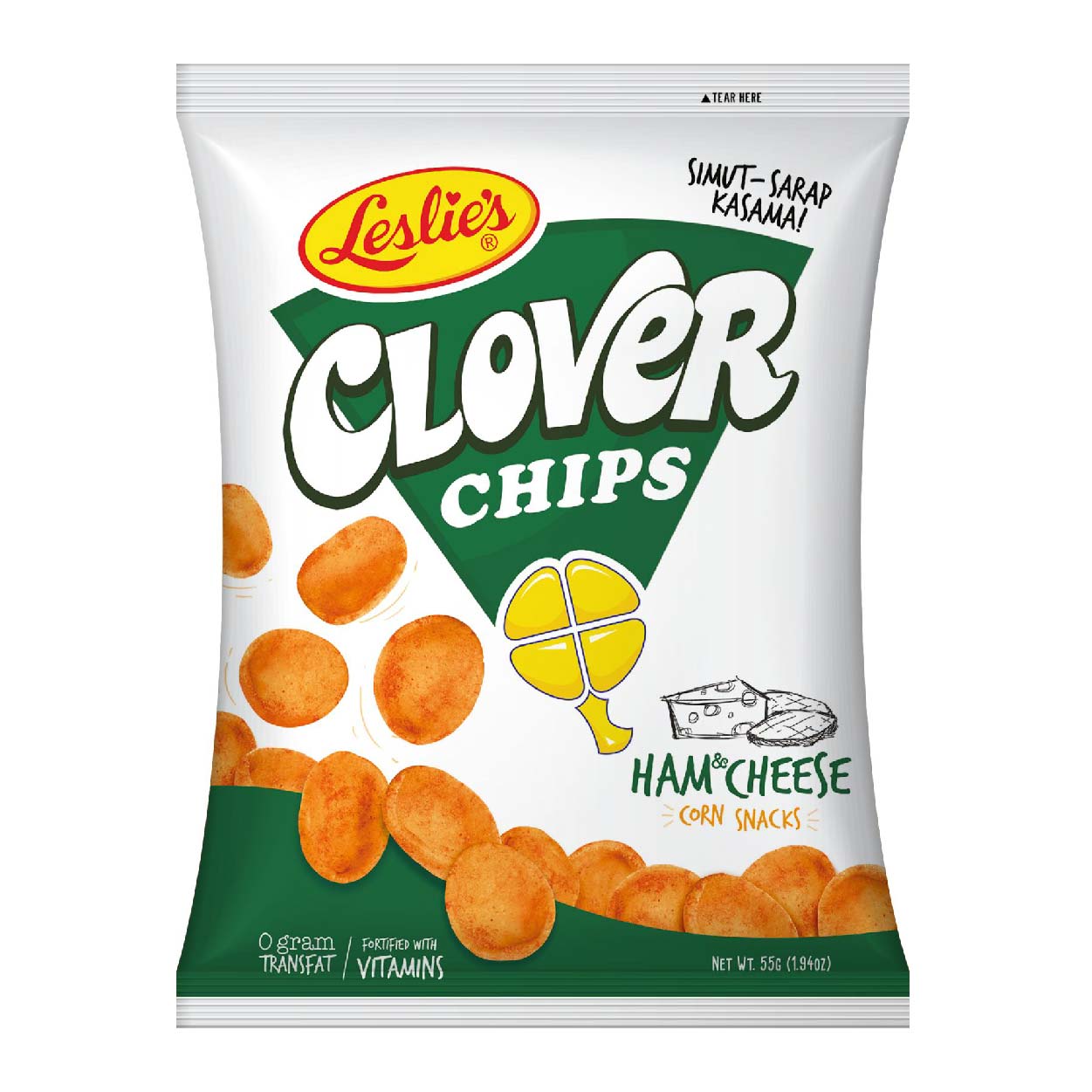 Clover Chips Corn Snacks Ham & Cheese 55g