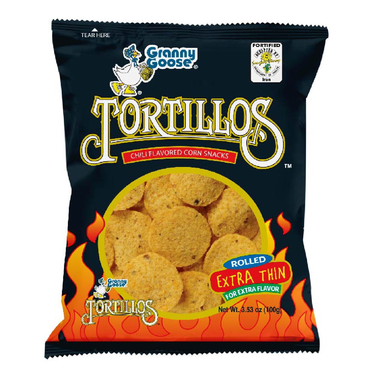 Granny Goose Tortillos Corn Snacks Chili 100g