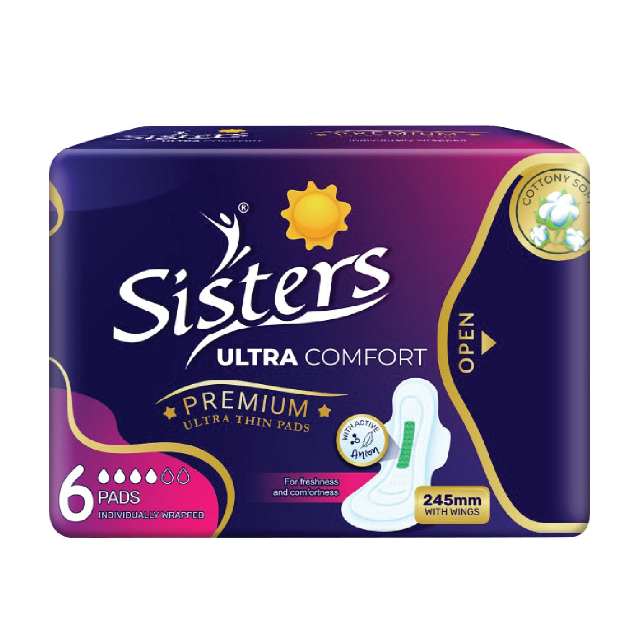 Sisters Napkin Ultra Comfort Ultra Thin with Wings 245mm 6s
