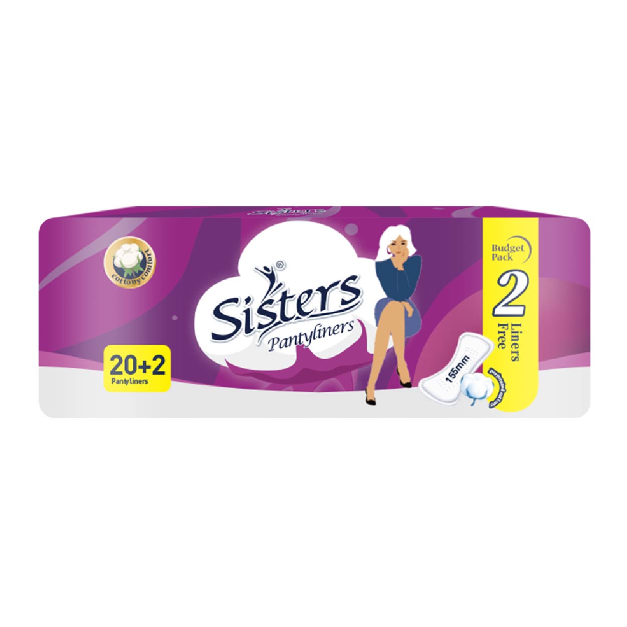 Sisters Pantyliners Budget Pack 155mm 20s + Free
