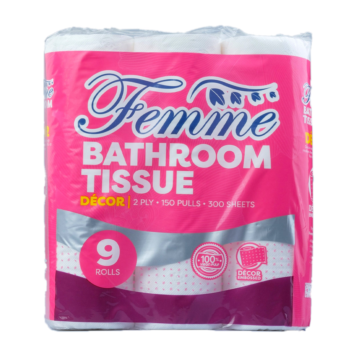 Femme Bathroom Tissue Decor 2 Ply 300 sheets 9 Rolls