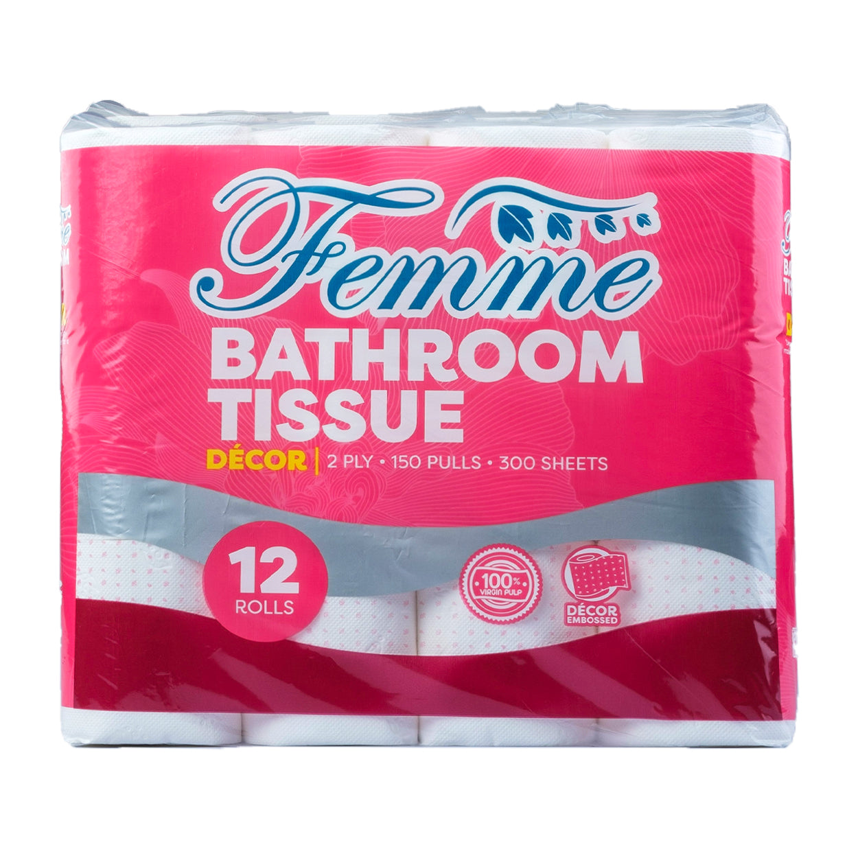 Femme Bathroom Tissue Decor 2 Ply 300 sheets 12 Rolls