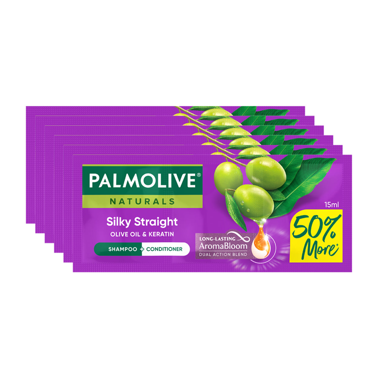 Palmolive Naturals Shampoo Silky Straight Purple 6x15ml