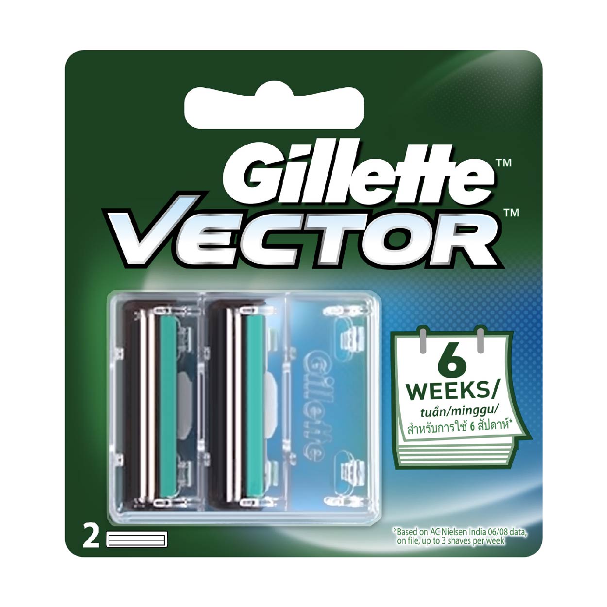 Gillette Vector Razor Cartridge Refill 2s
