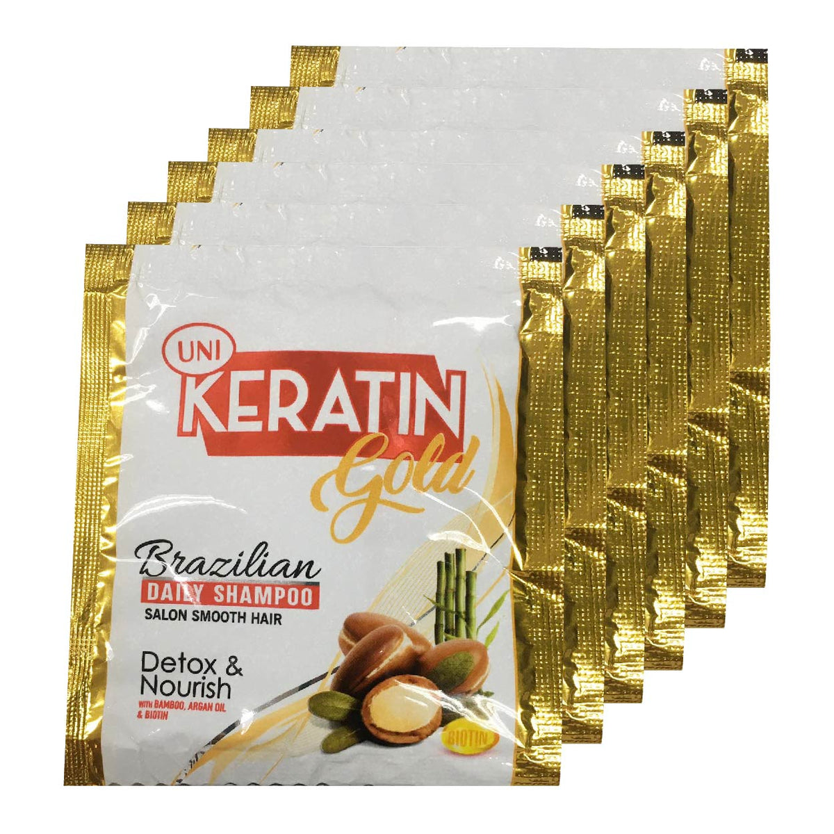 UNI Keratin Gold Brazilian Shampoo Detox  Nourish 6x22ml