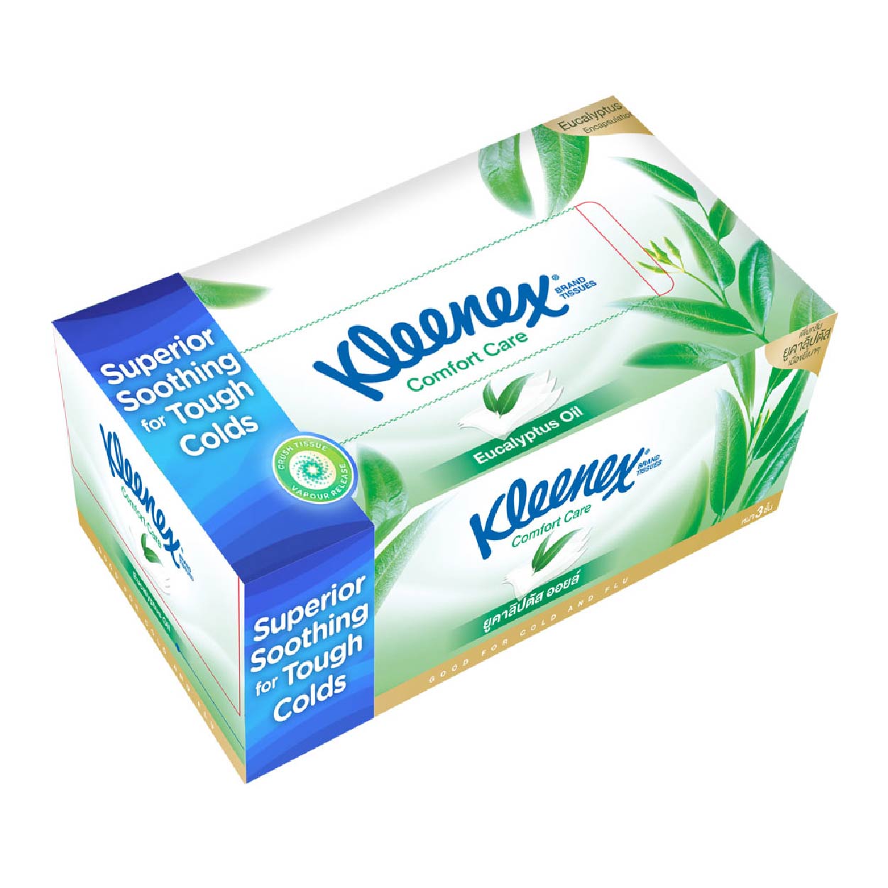 Kleenex Facial Tissue Comfort Care Eucalyptus Oil 3 Ply 80 Pulls