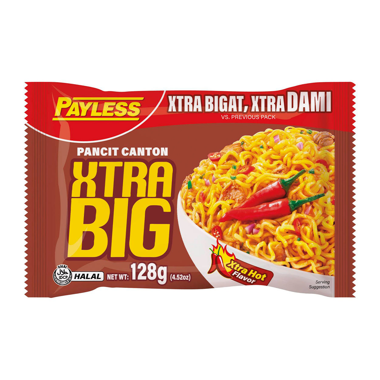Payless Pancit Canton Instant Noodles Xtra Big Hot Flavor 128g