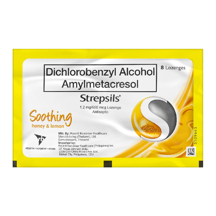 Strepsils Lozenges Antiseptic Soothing Honey & Lemon Foil 8s