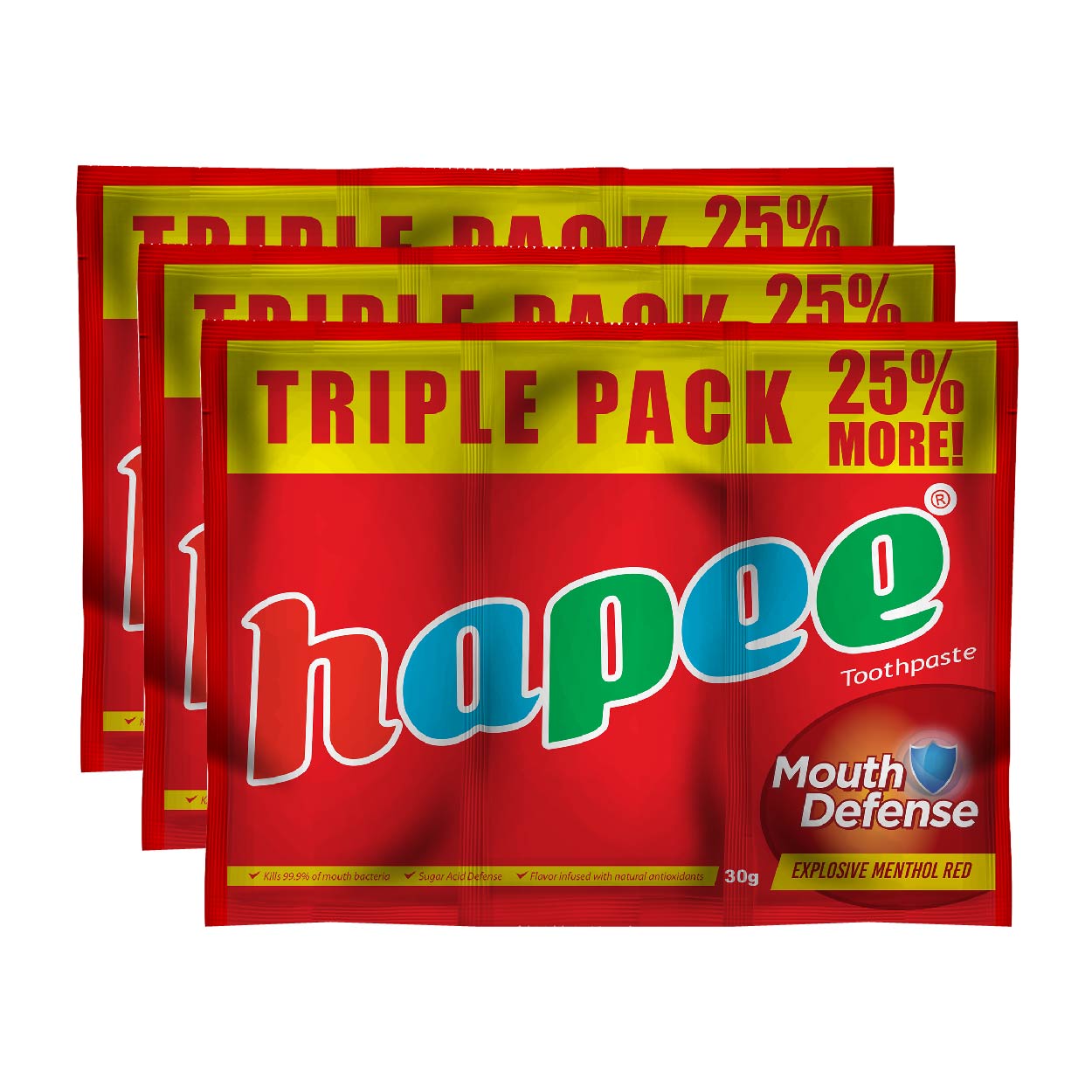 Hapee Toothpaste Explosive Menthol Red Triple Pack 3x30g