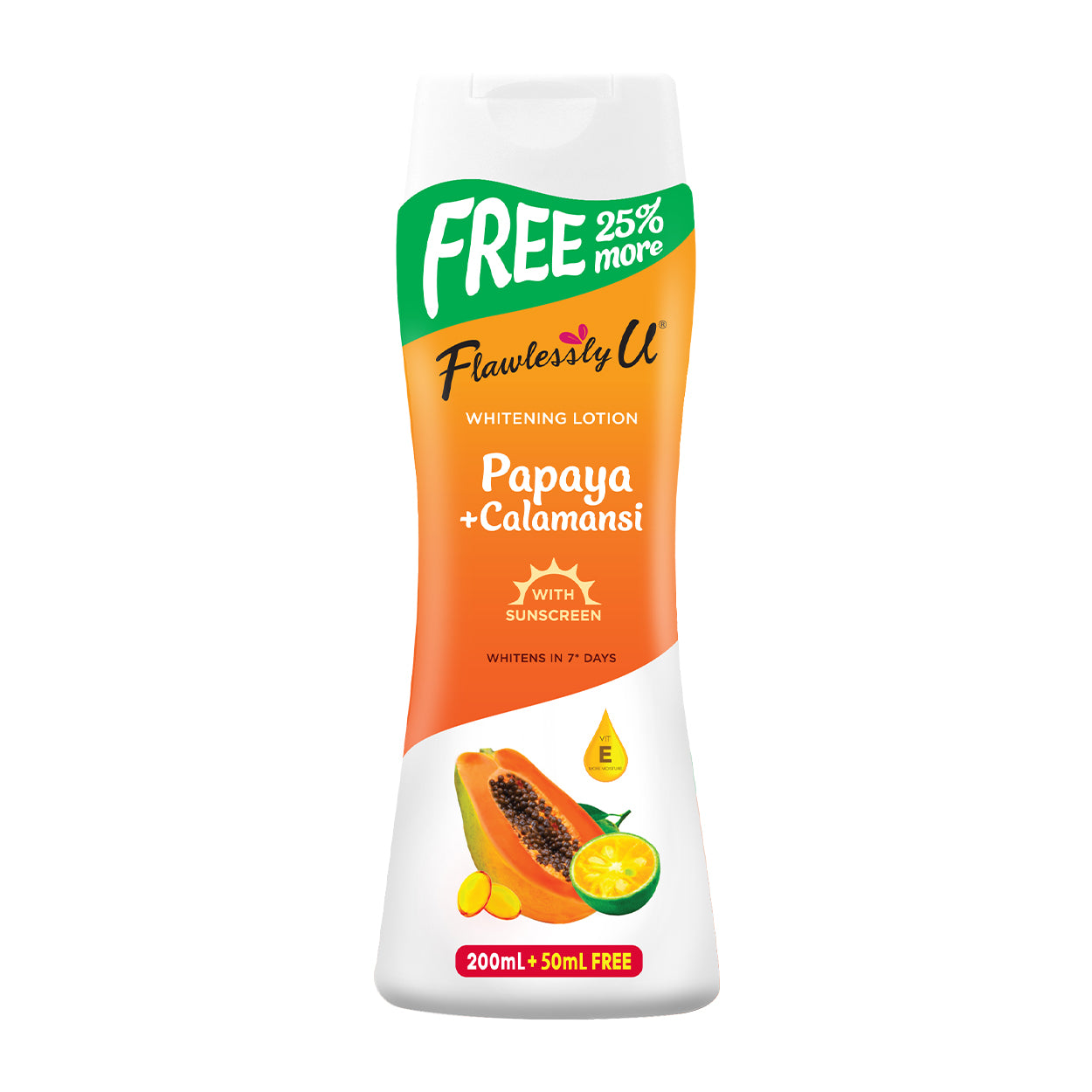 Flawlessly U Whitening Lotion Papaya + Calamansi 200ml