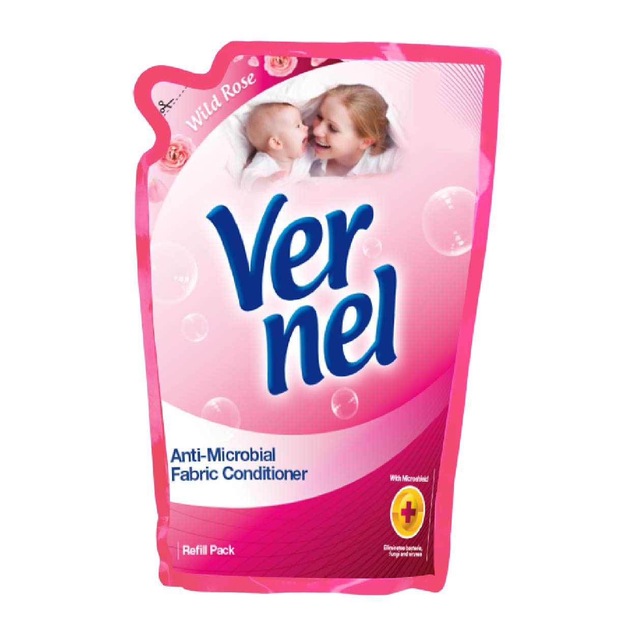 Vernel Fabric Conditioner Anti-Microbial Wild Rose Refill 1L