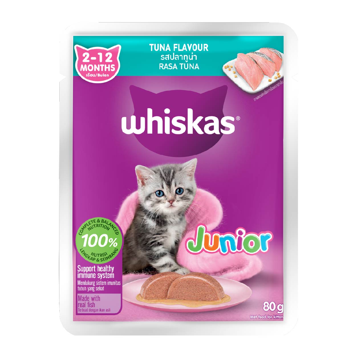 Whiskas Tuna Flavour Junior Cat Food Pouch 80g