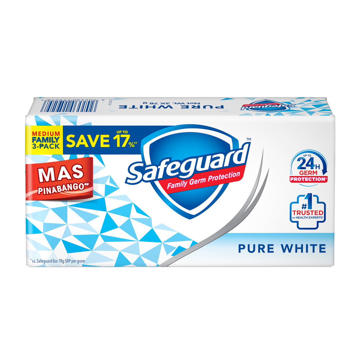 Safeguard Soap Pure White Medium Family 3-Pack 3x78g