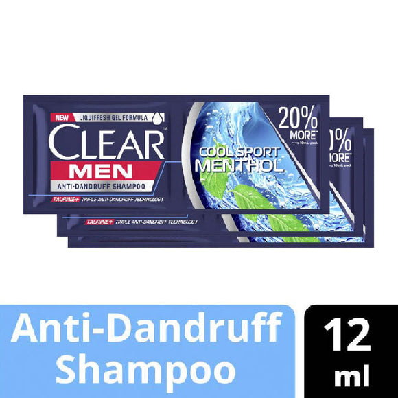 Clear Men Anti Dandruff Shampoo Cool Sport Menthol 3x12ml