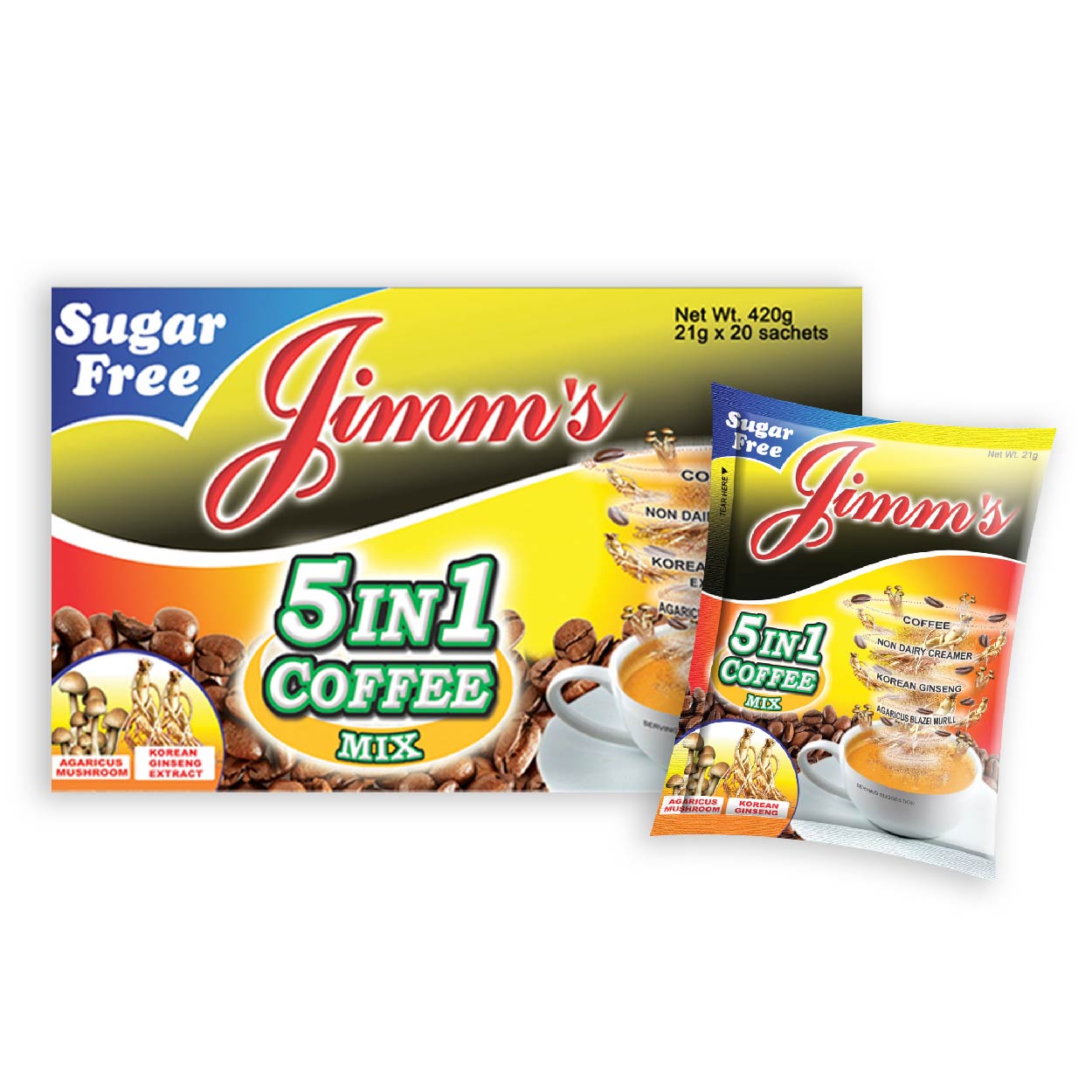 Jimm's 5in1 Coffee Mix Sugar Free 20x21g