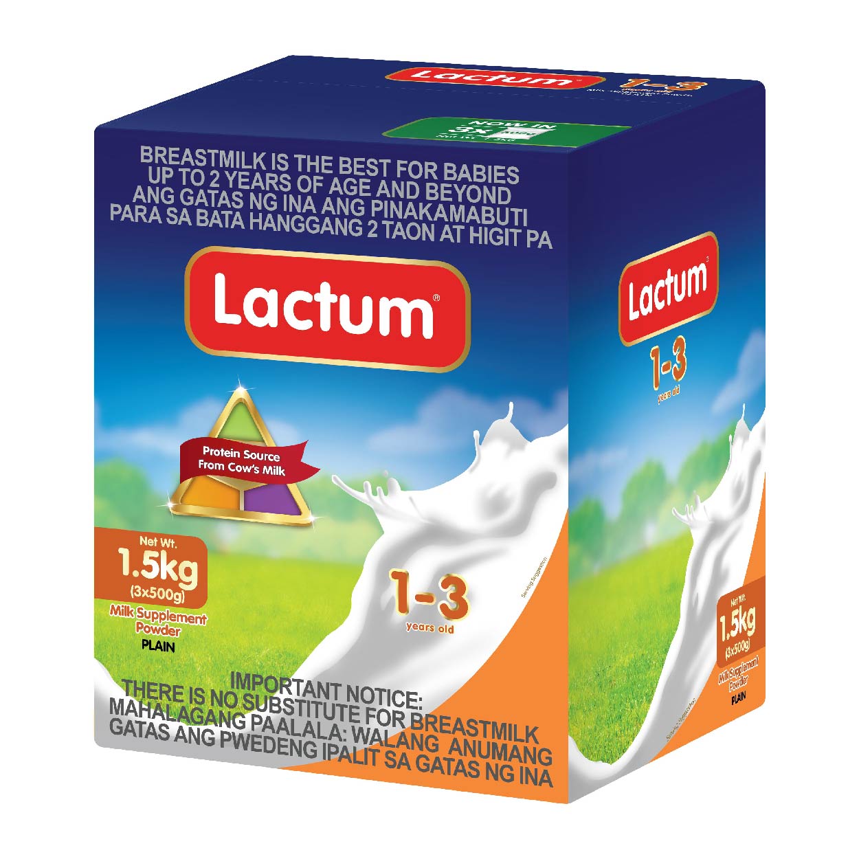 Lactum Milk Powder 1-3 years old Plain 1.5kg