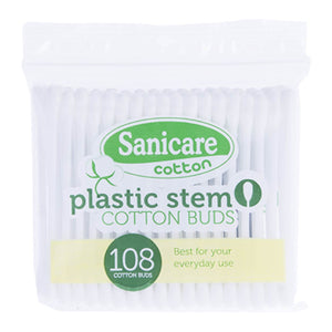 Sanicare Cotton Plastic Stem Cotton Buds 108pcs